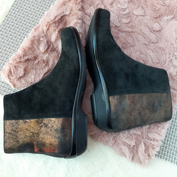 Dansko Metallic Boots Two Tone Leather Comfort Side Zip Ankle Booties 36 - Picture 2 of 13